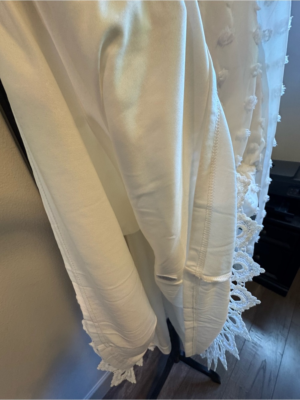 Nordstrom White Lace & Swiss Dot Long-Sleeve Mini Dress - Picture 5 of 5